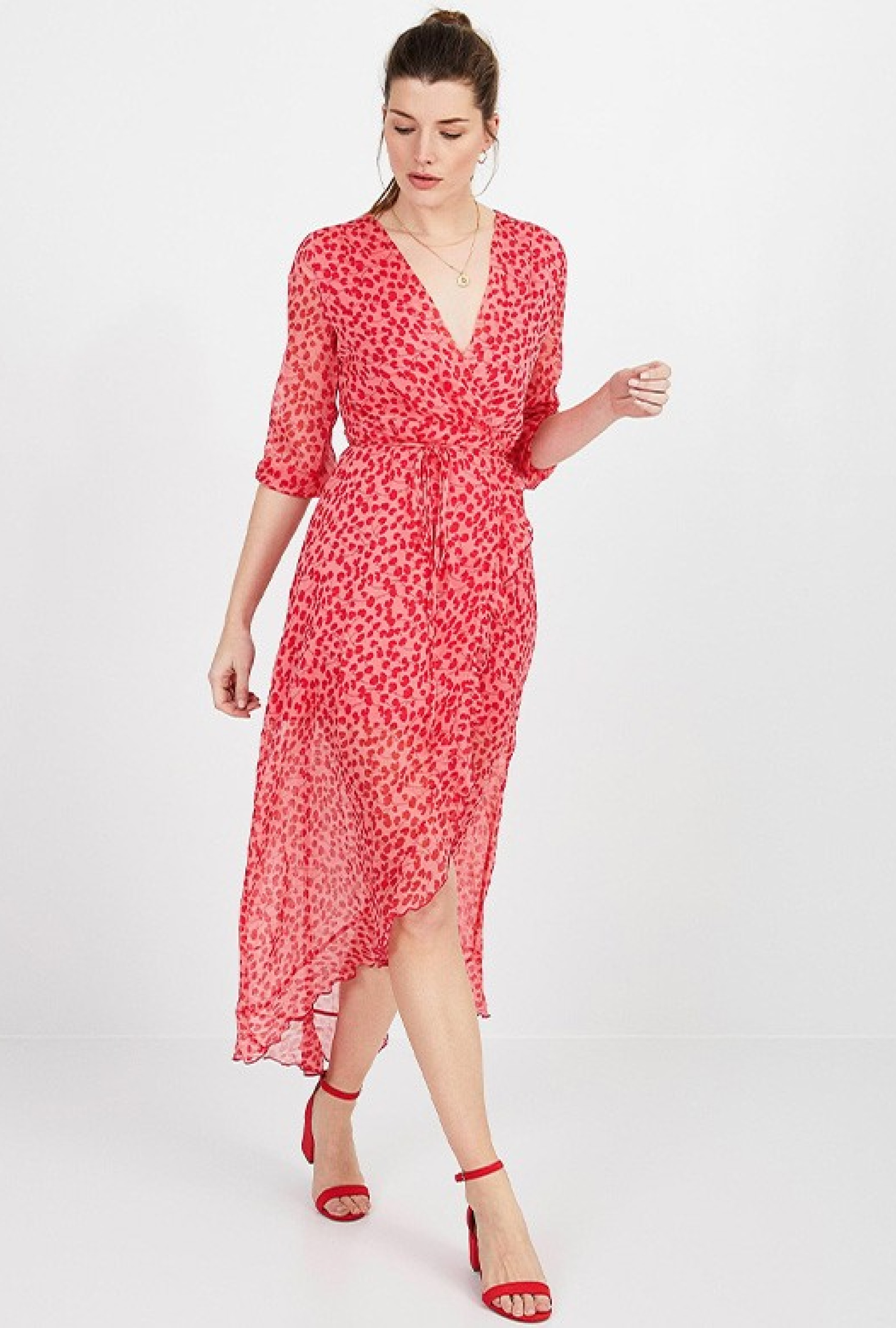 Robe cache-coeur rouge-Exclusivité web