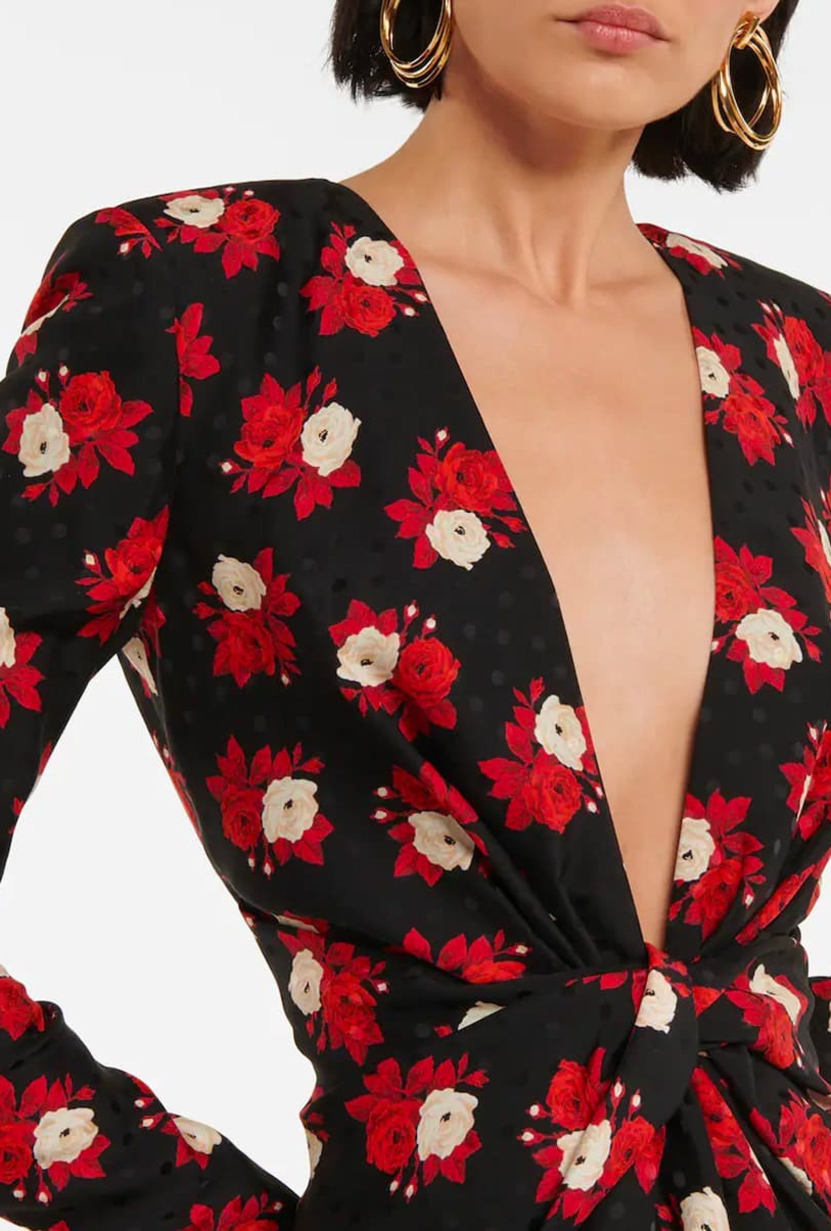 Robe Silk Red Flowers
