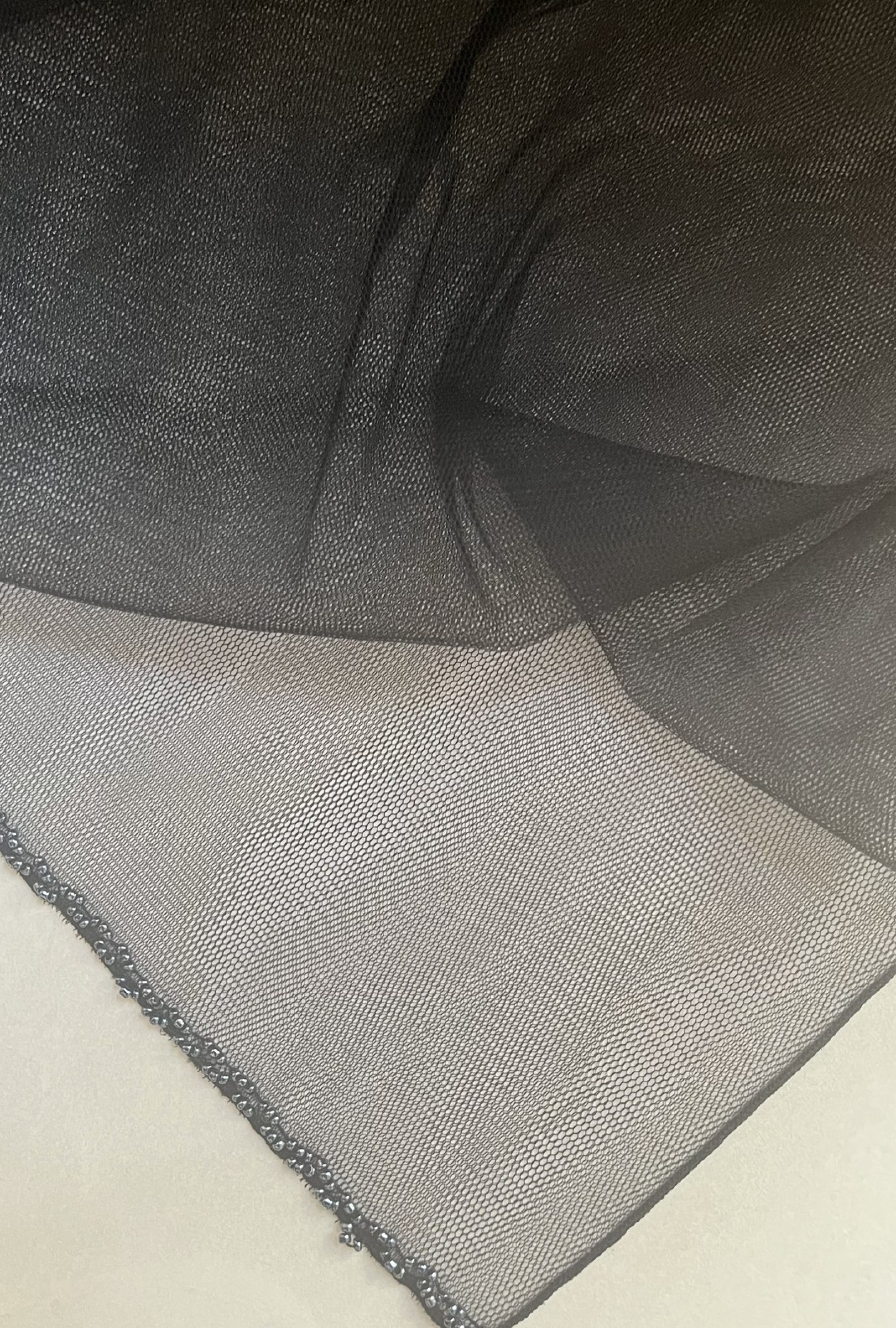 Étole Noire Perles Noires