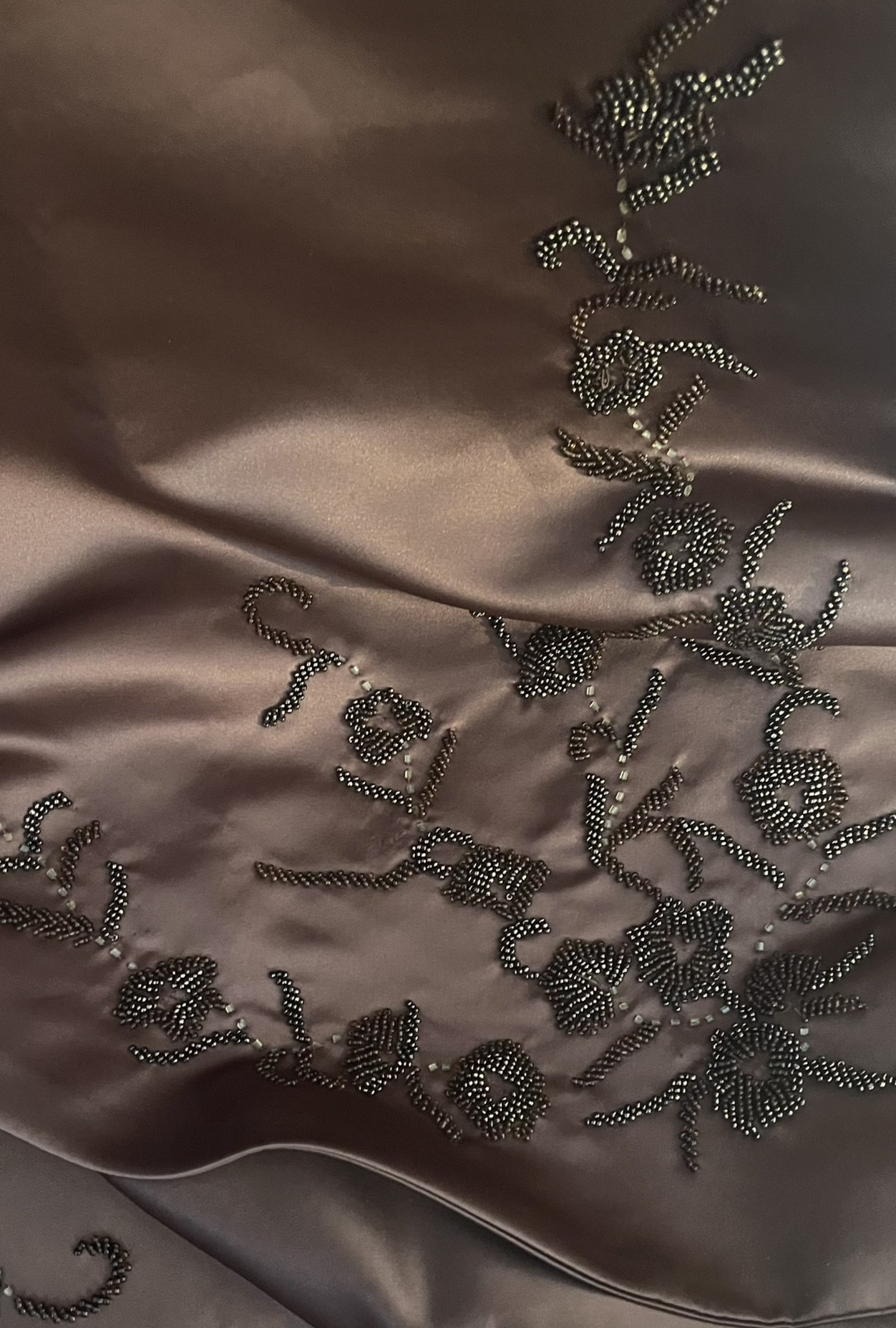 Étole Marron Motifs Perles