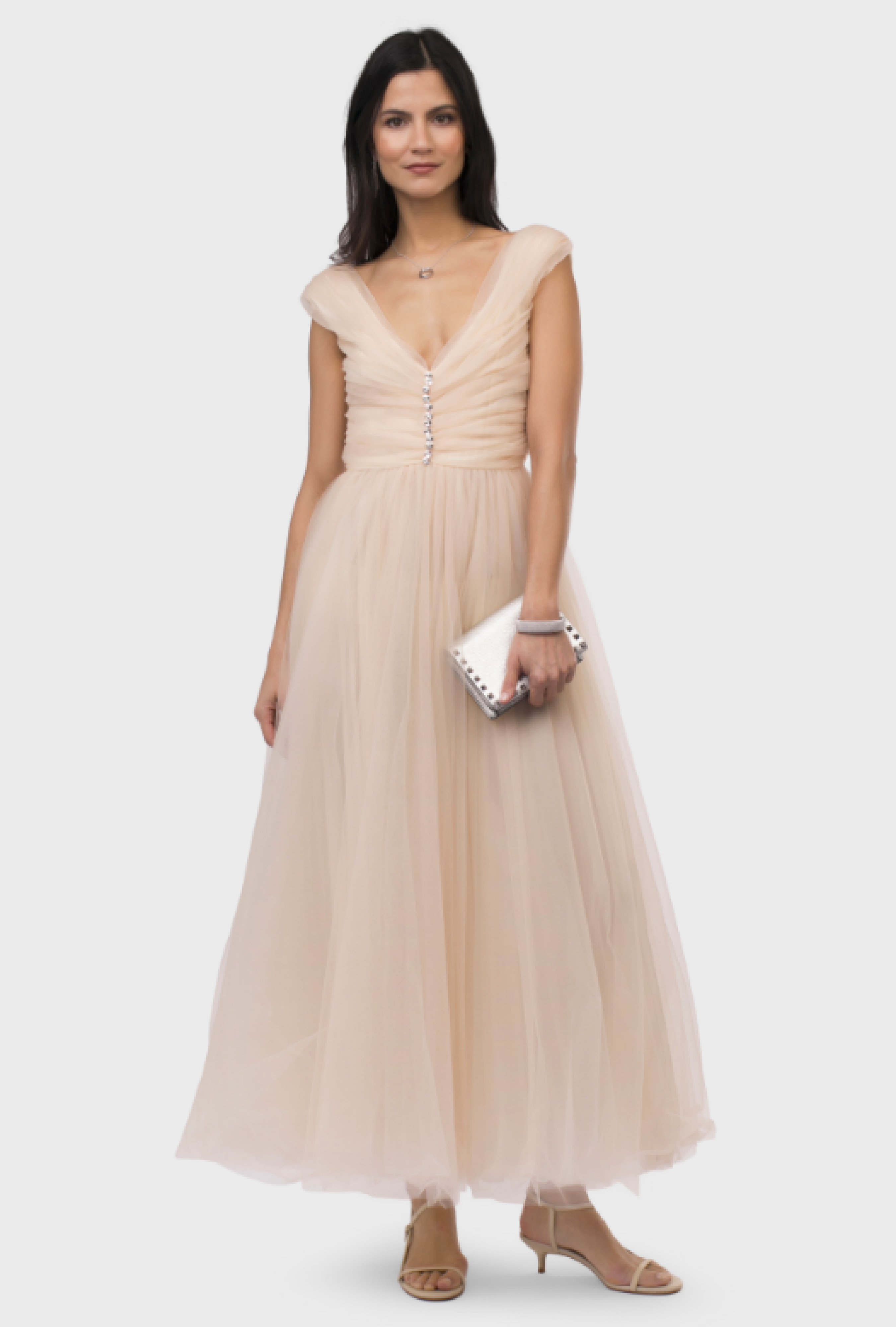 Robe Crystal Tulle Nude