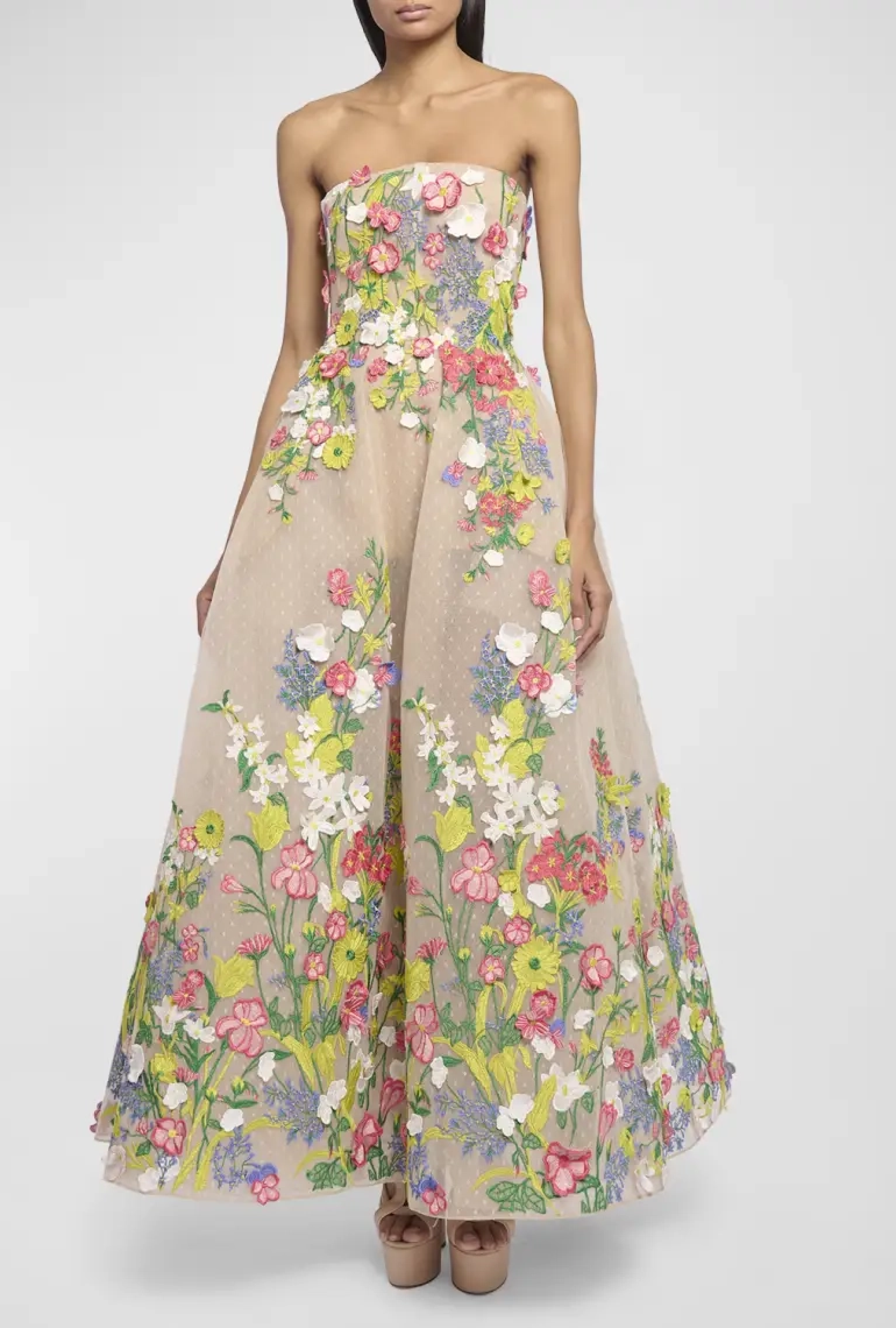 Robe Floral Appliqued