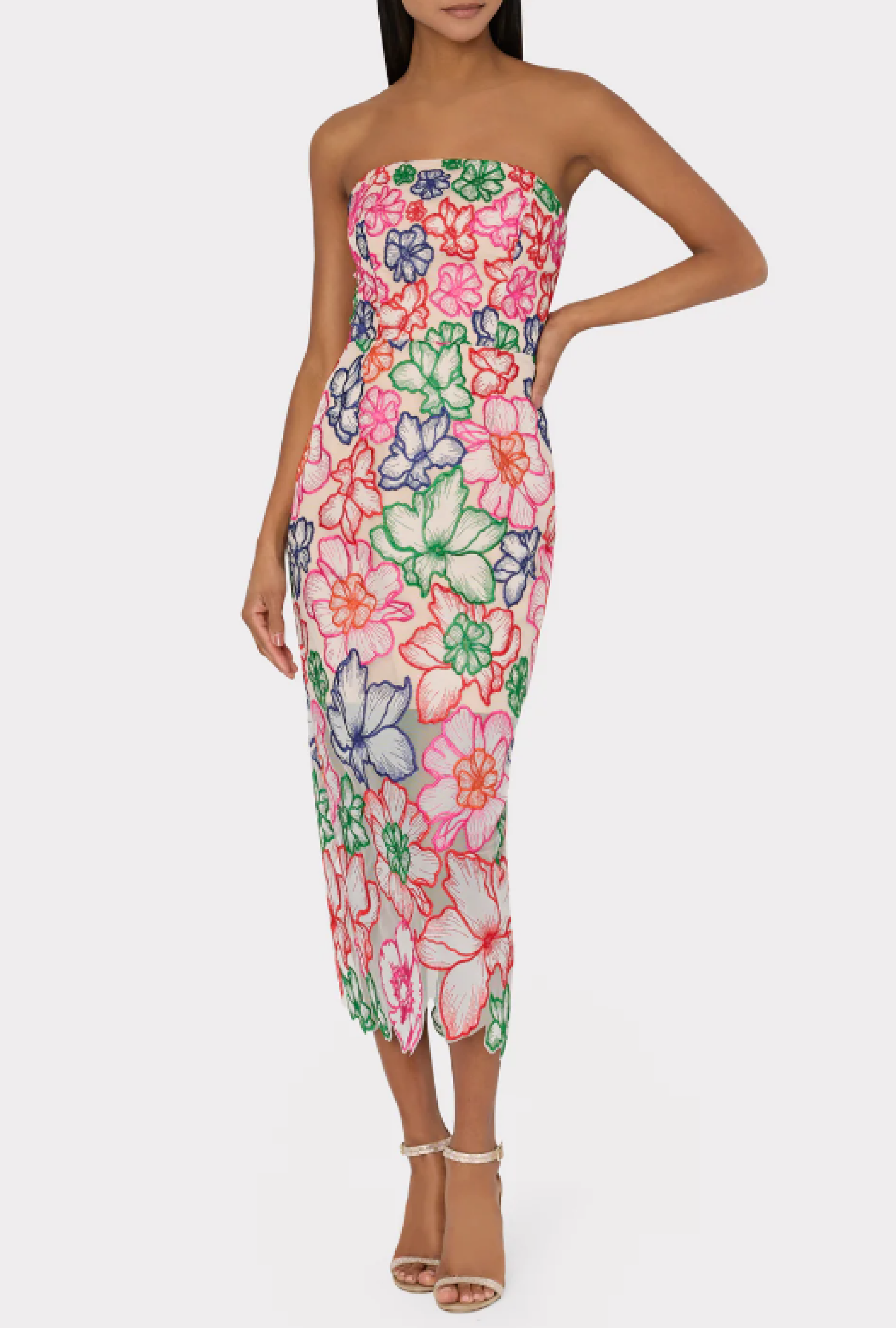 Robe Cascading Floral Embroidered