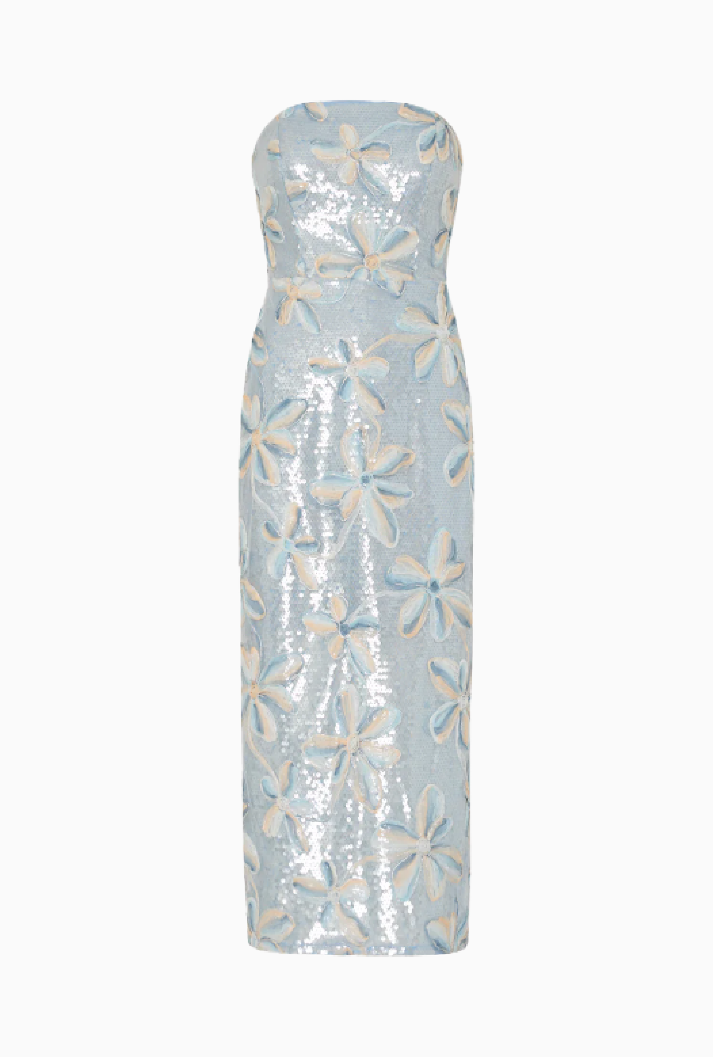 Robe Floral Embroidery Sequin