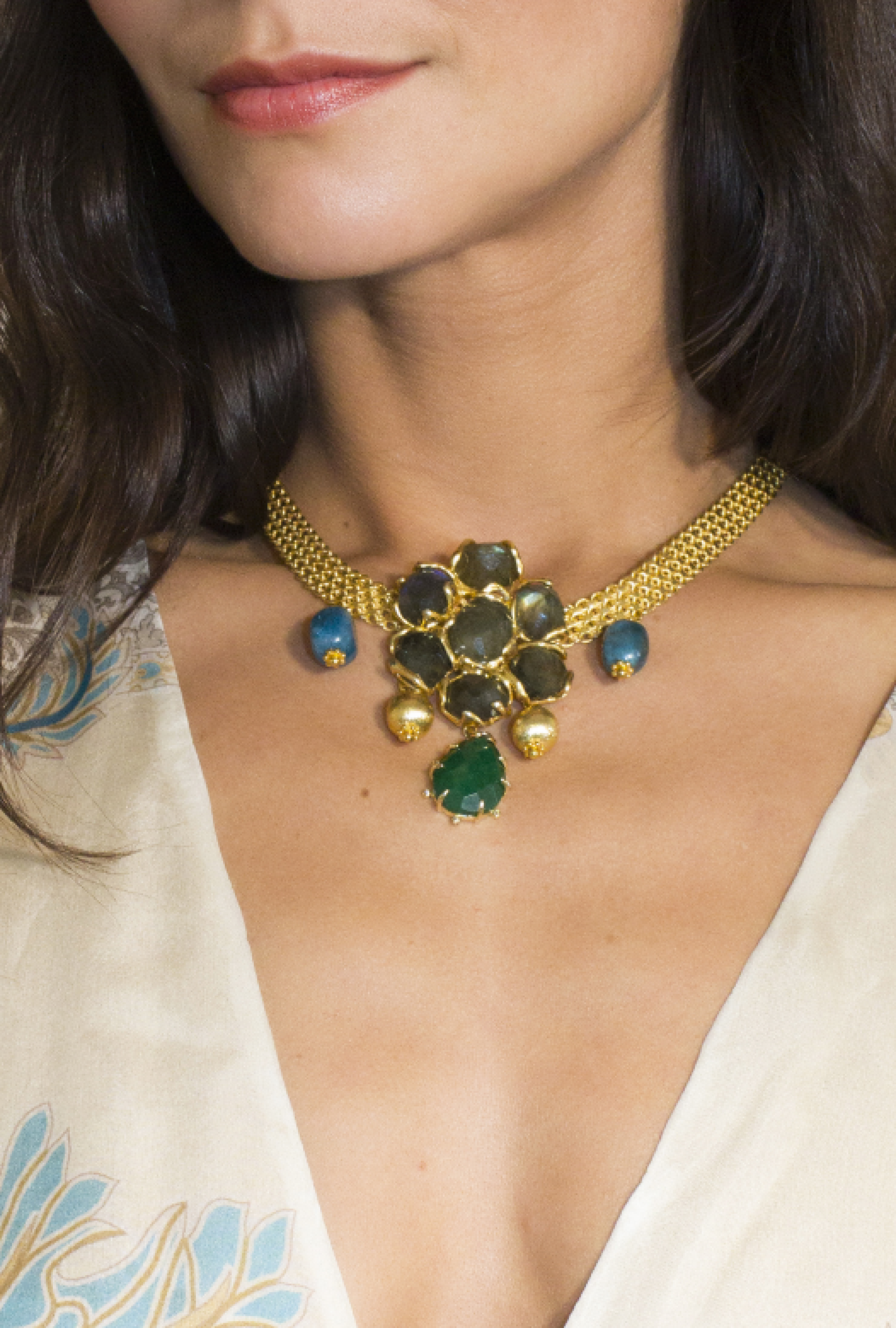 Collier Domna Green Flower