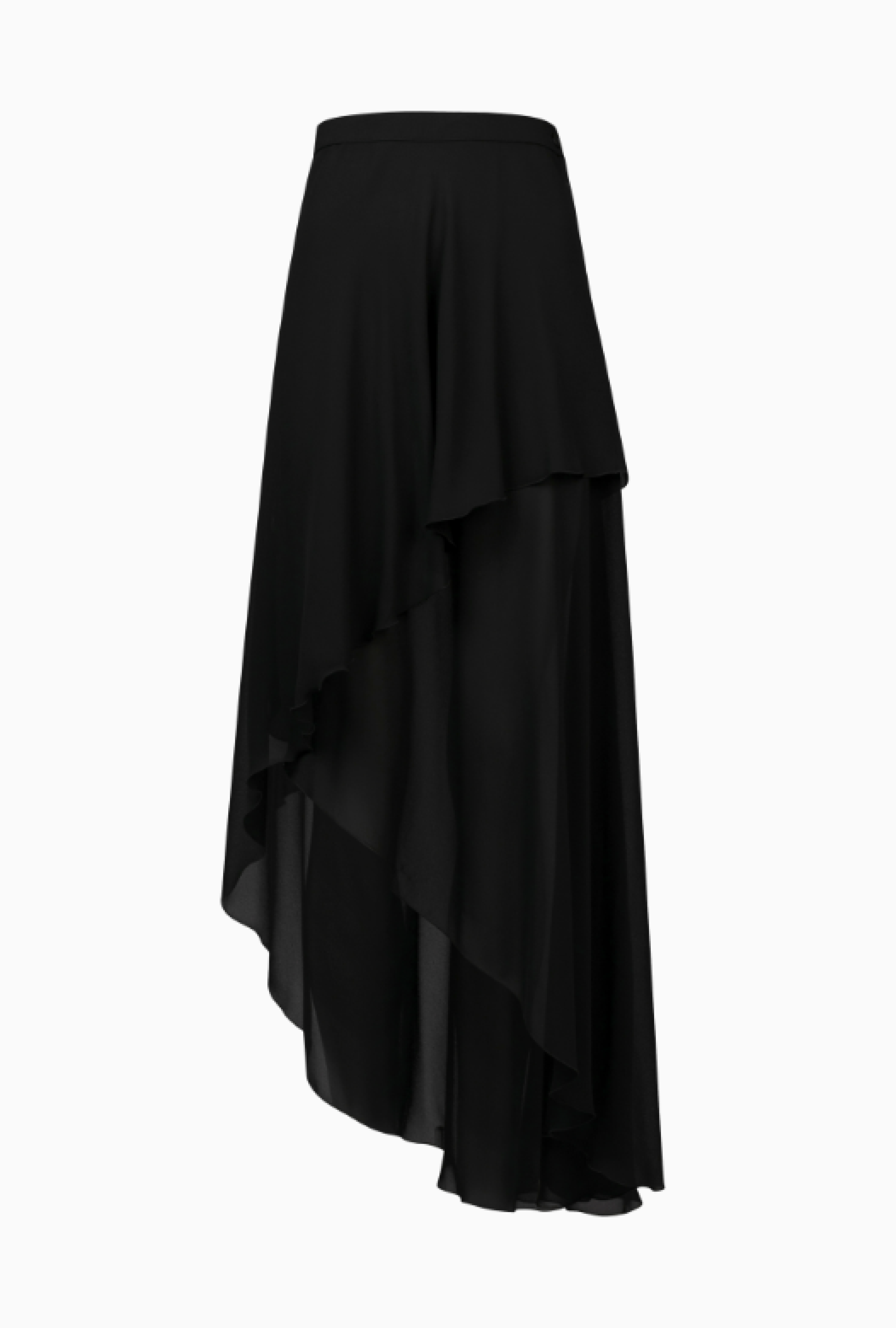 Jupe Asymétrique En Mousseline Noire