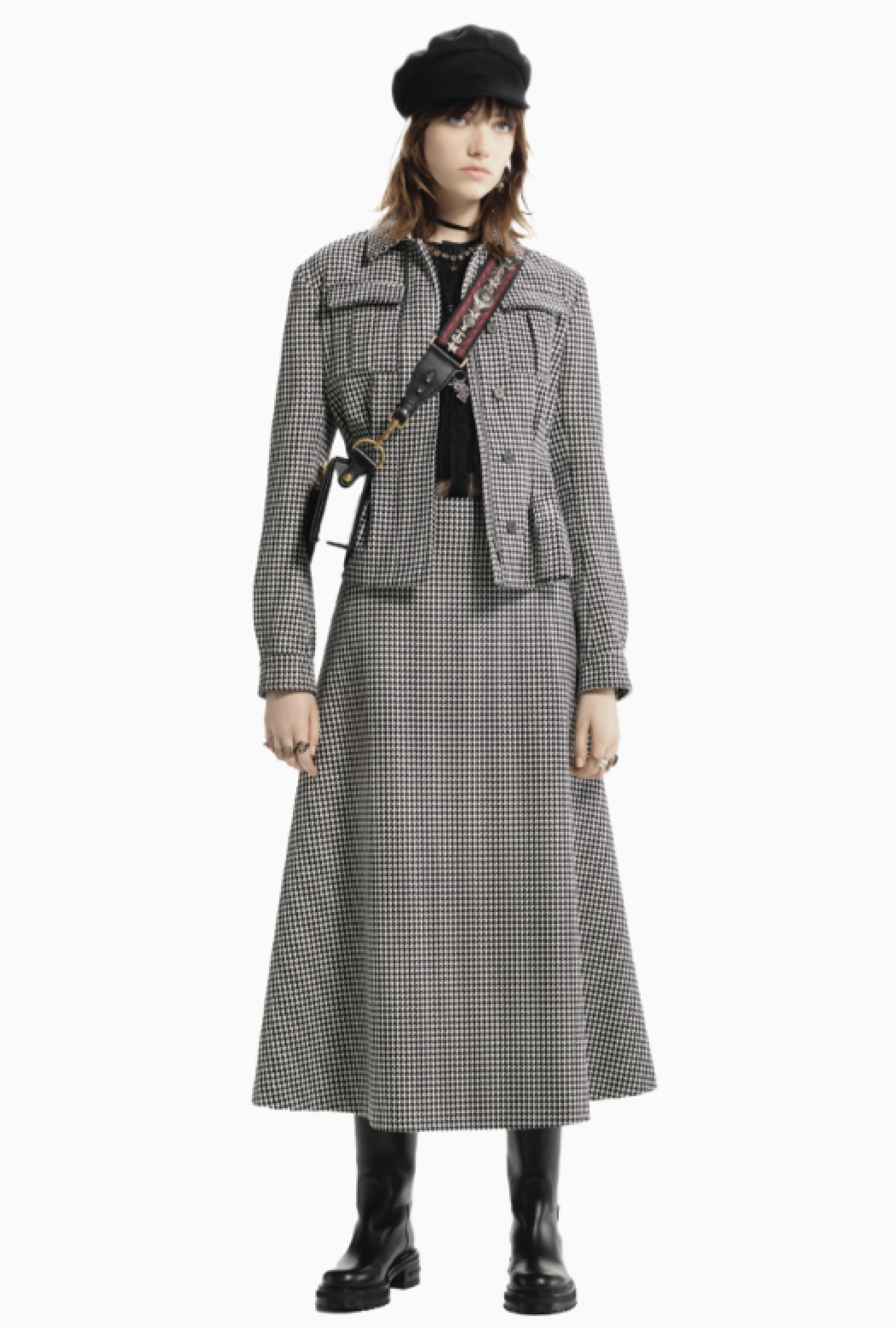 Jupe Pied-de-poule Structuré