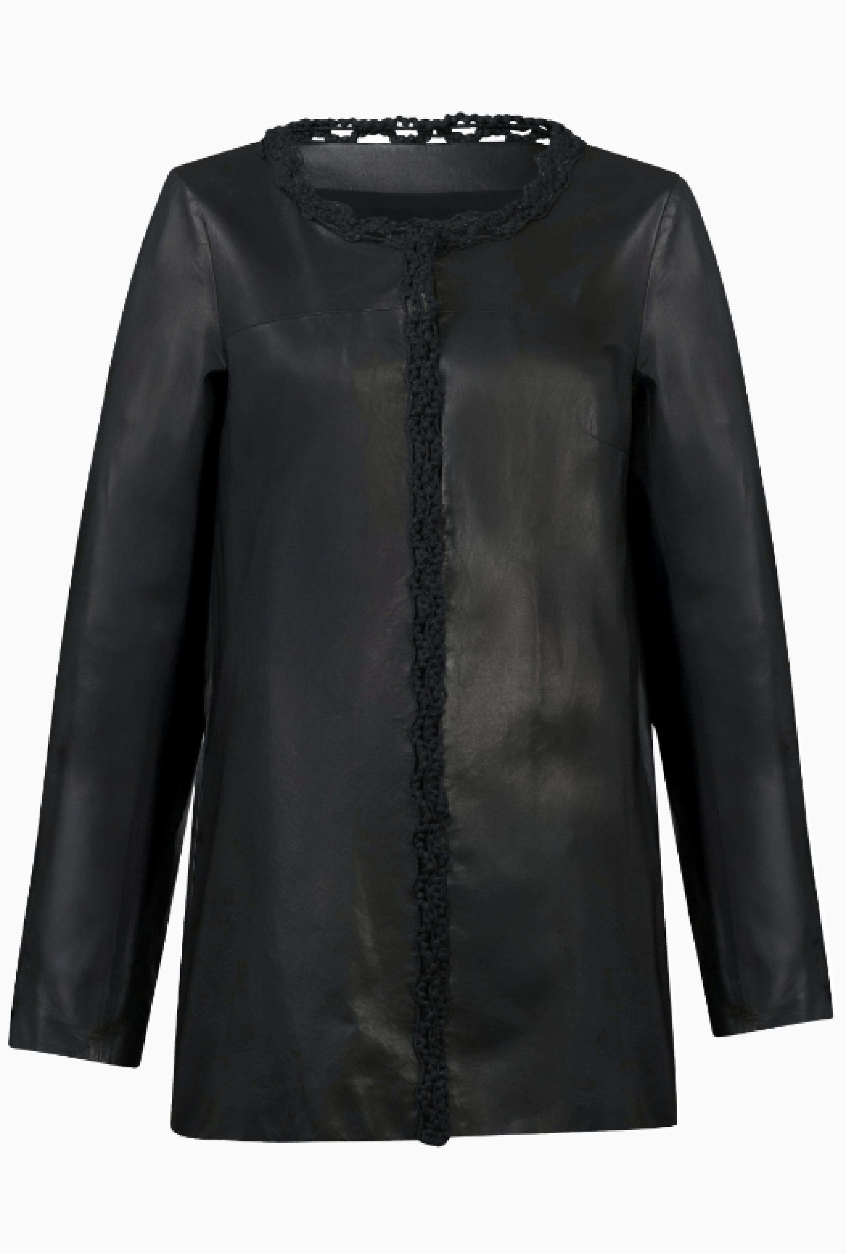Veste Cuir Frangé Noir