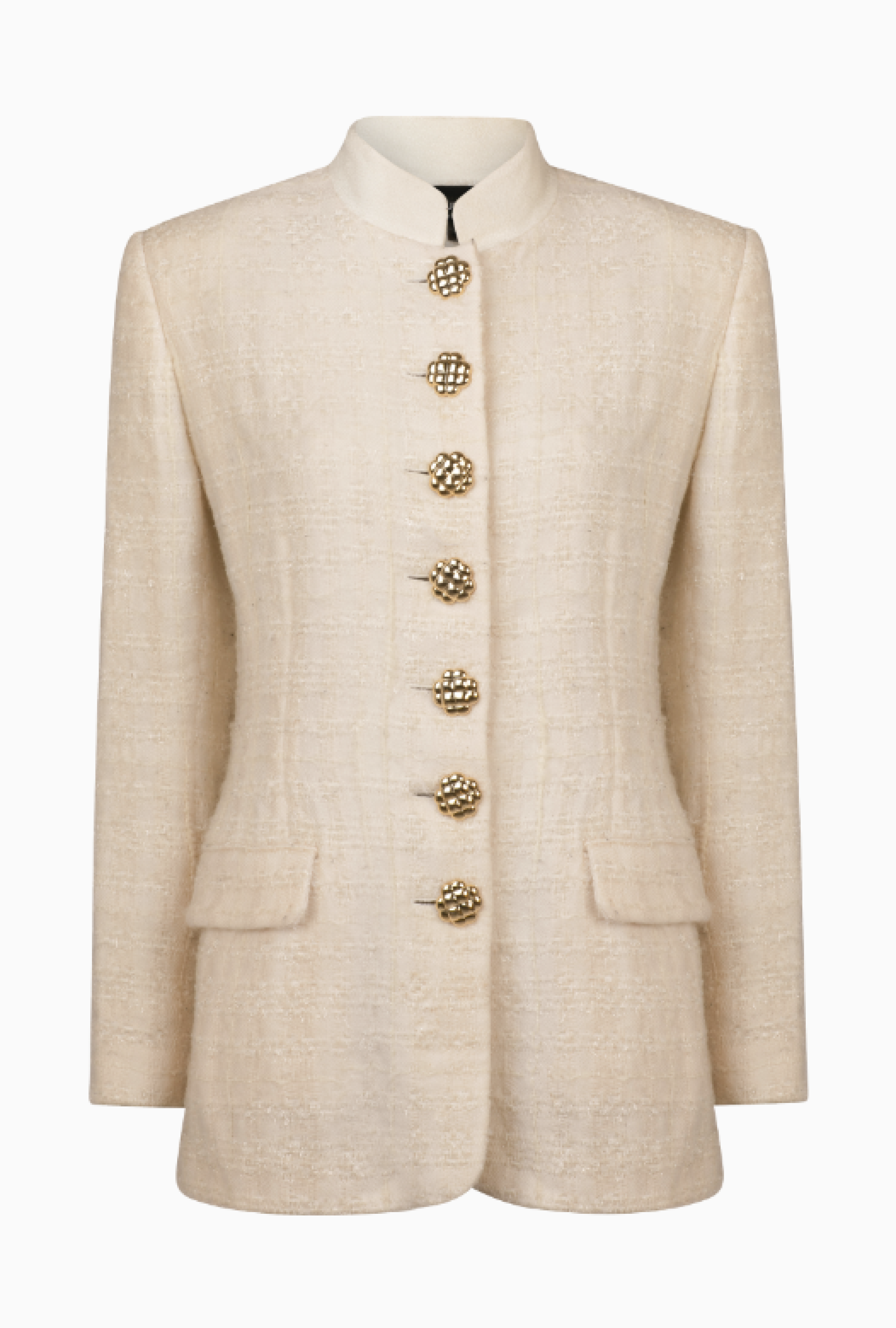Veste Tailleur Structuré Tweed Ivoire