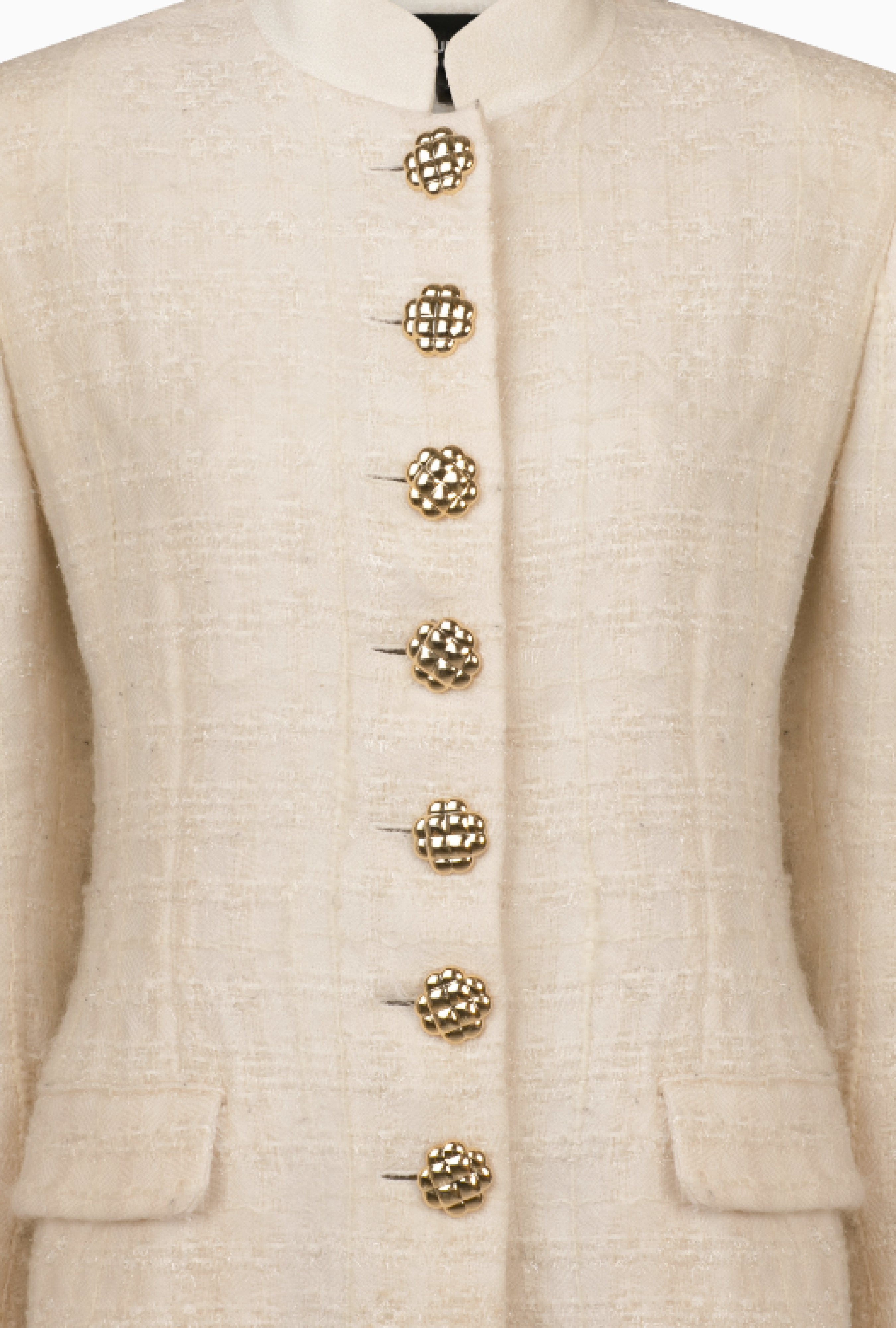 Veste Tailleur Structuré Tweed Ivoire