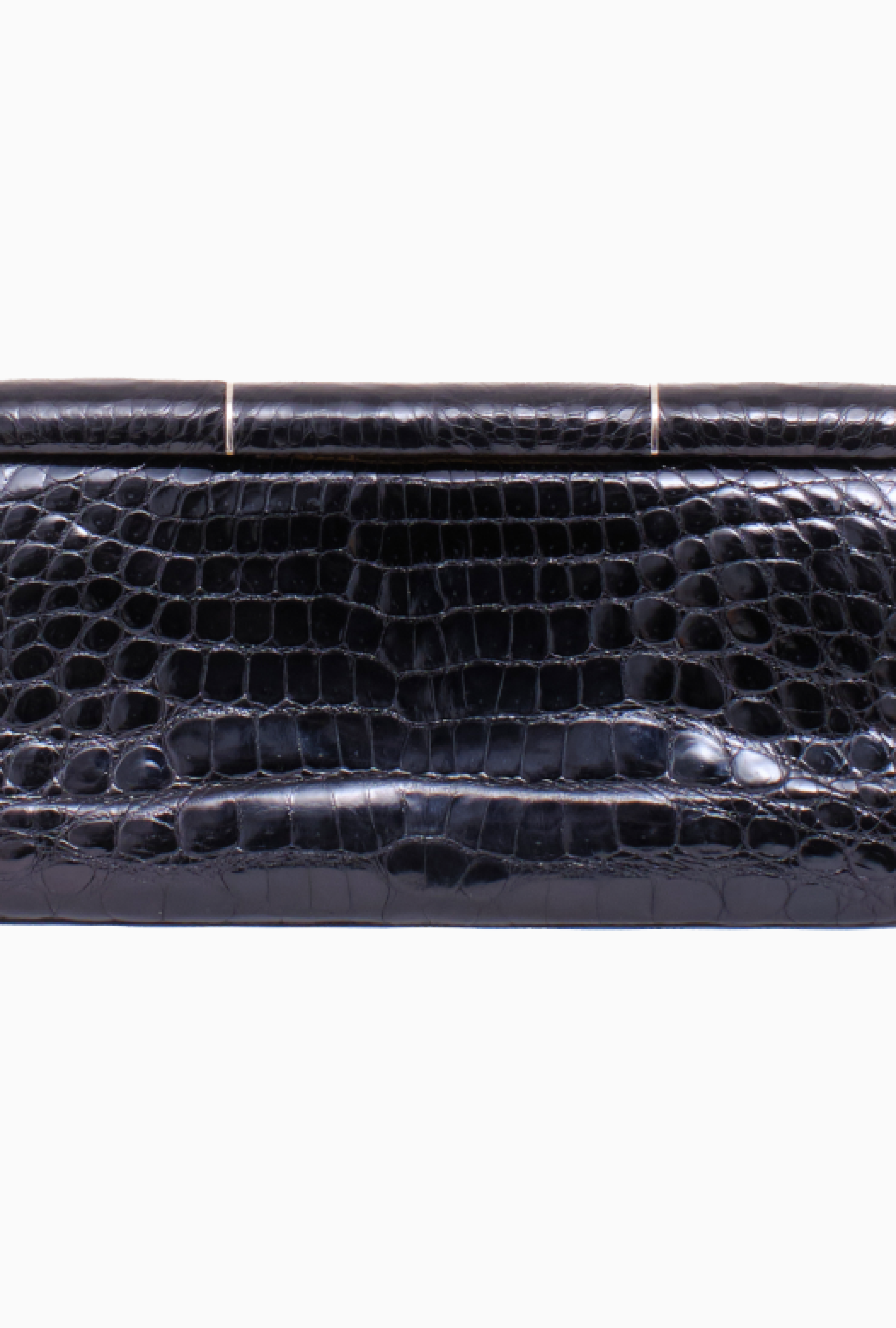 Pochette Cuir Crocodile Noir
