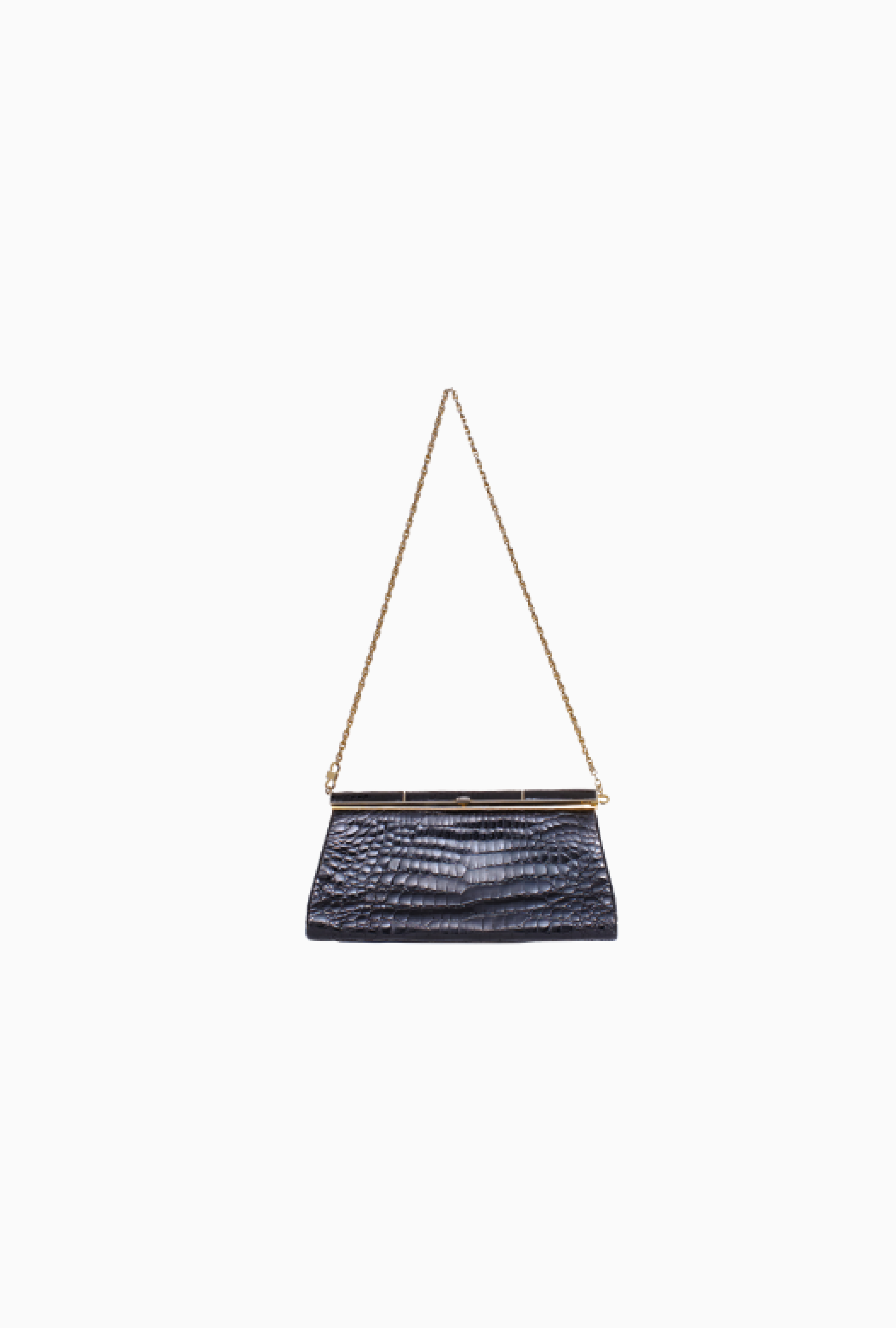 Pochette Cuir Crocodile Noir