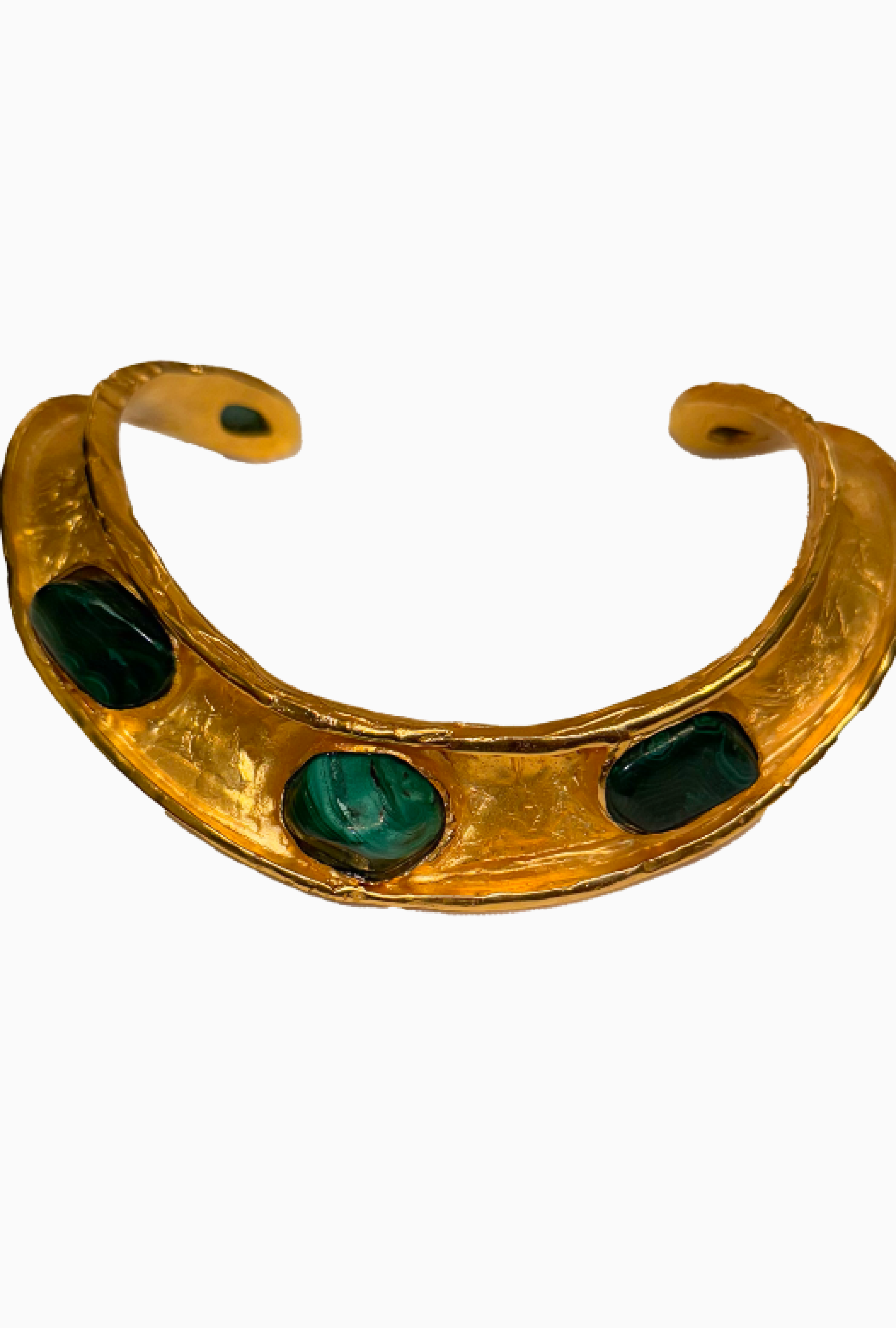 Collier Gold Plated Bronze With Malachite