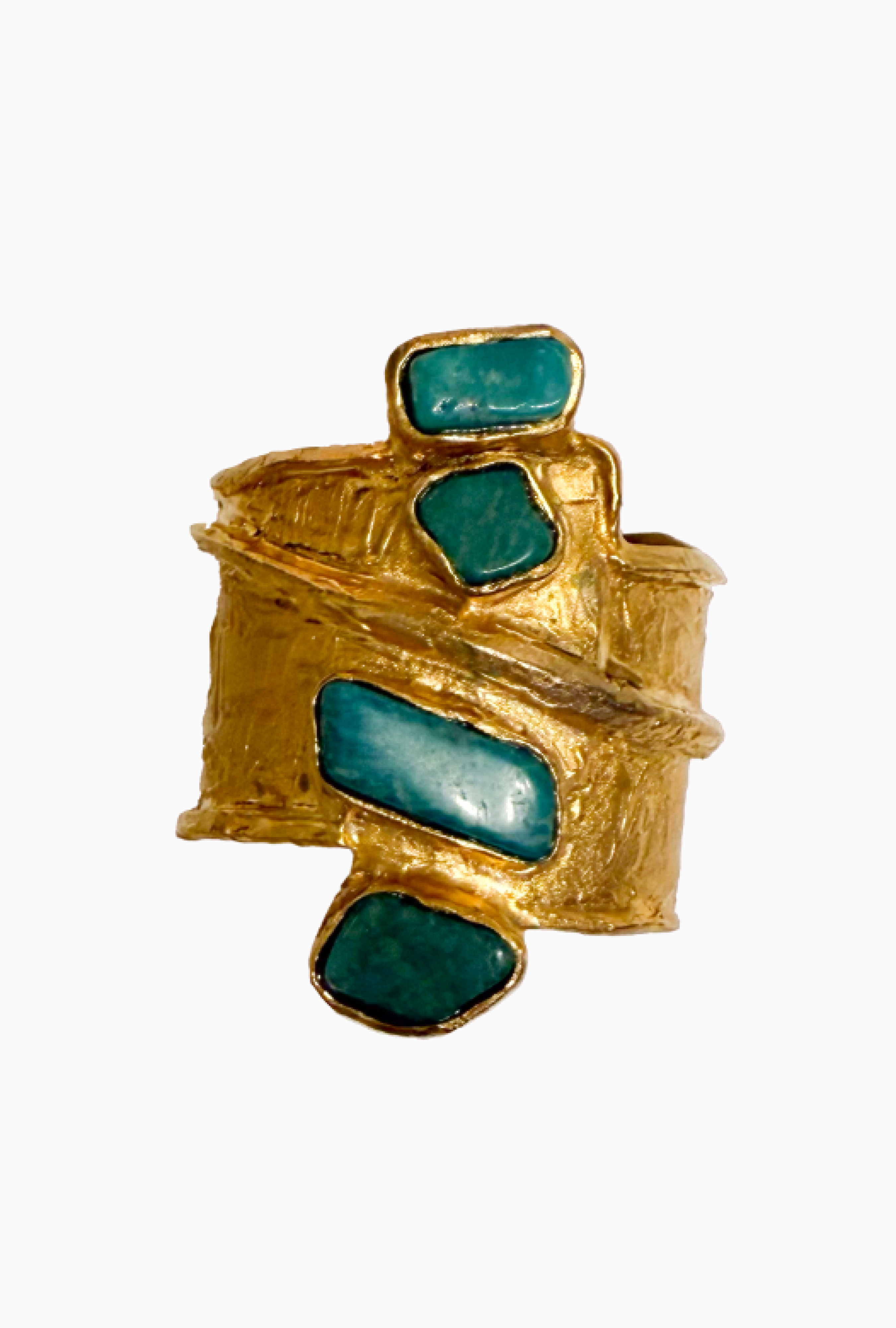 Manchette Gold Plated Bronze With Turquoise