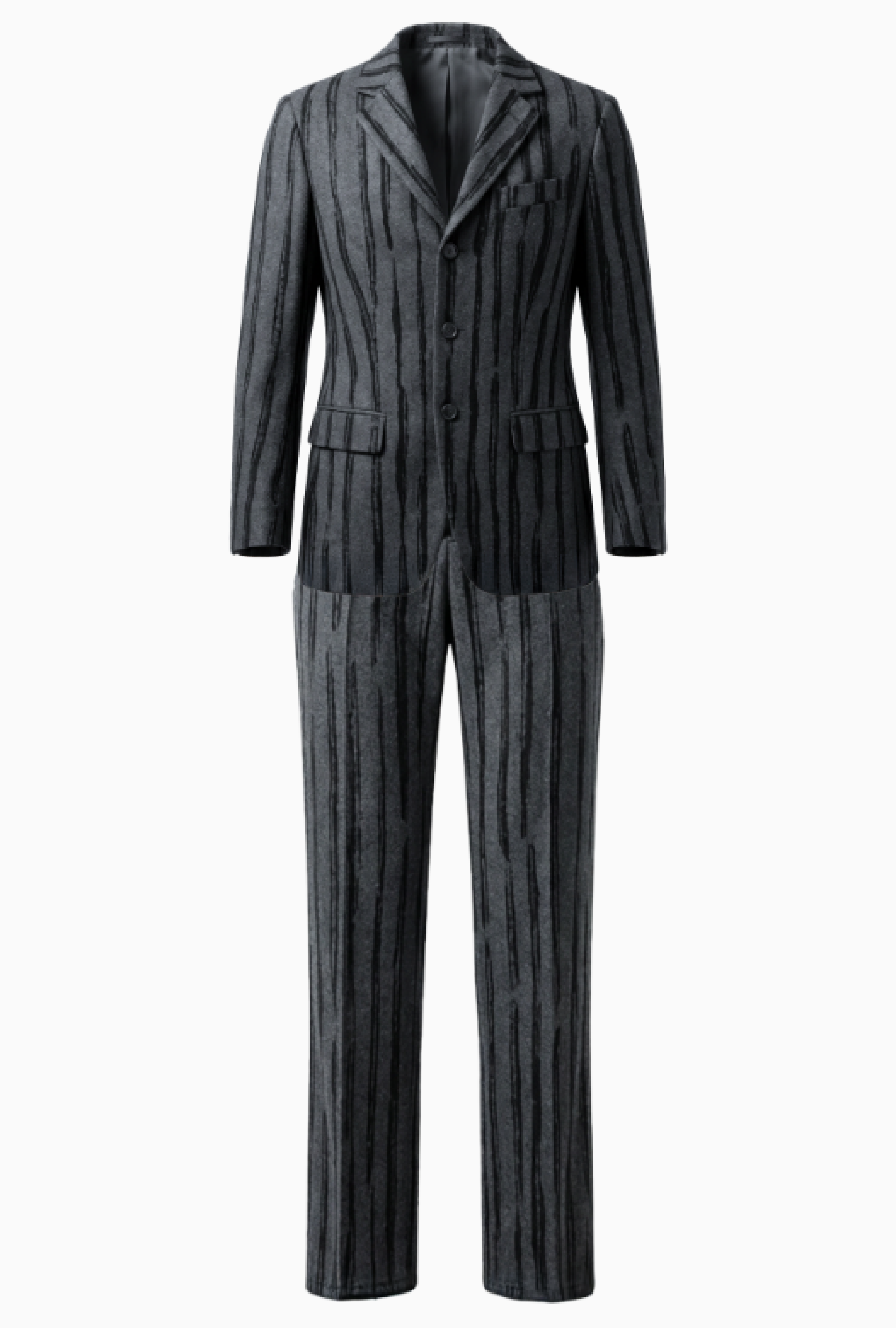 Ensemble Pantalon Tailleur Sculptural En Laine Brodée