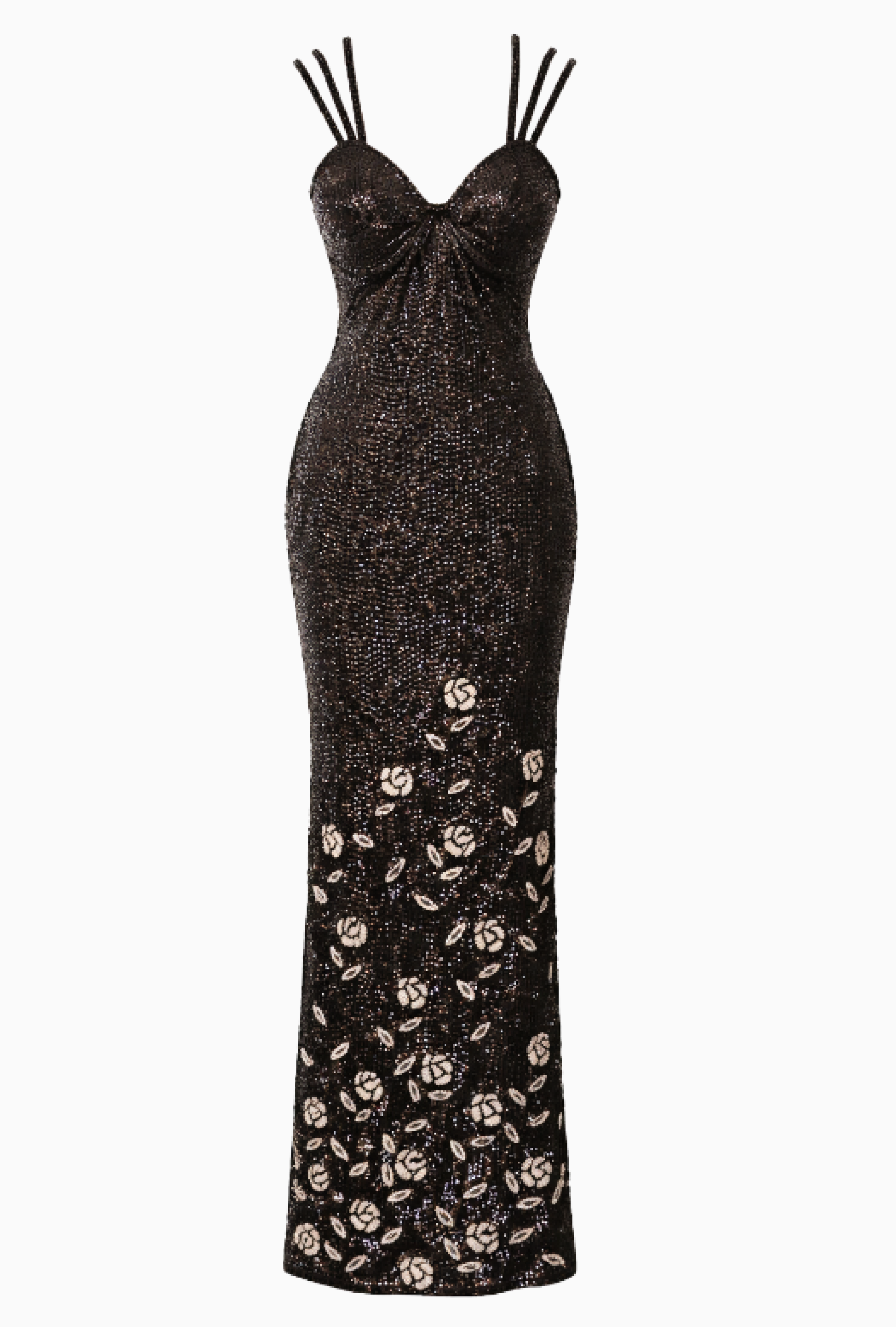 Robe Sequins Black Floral