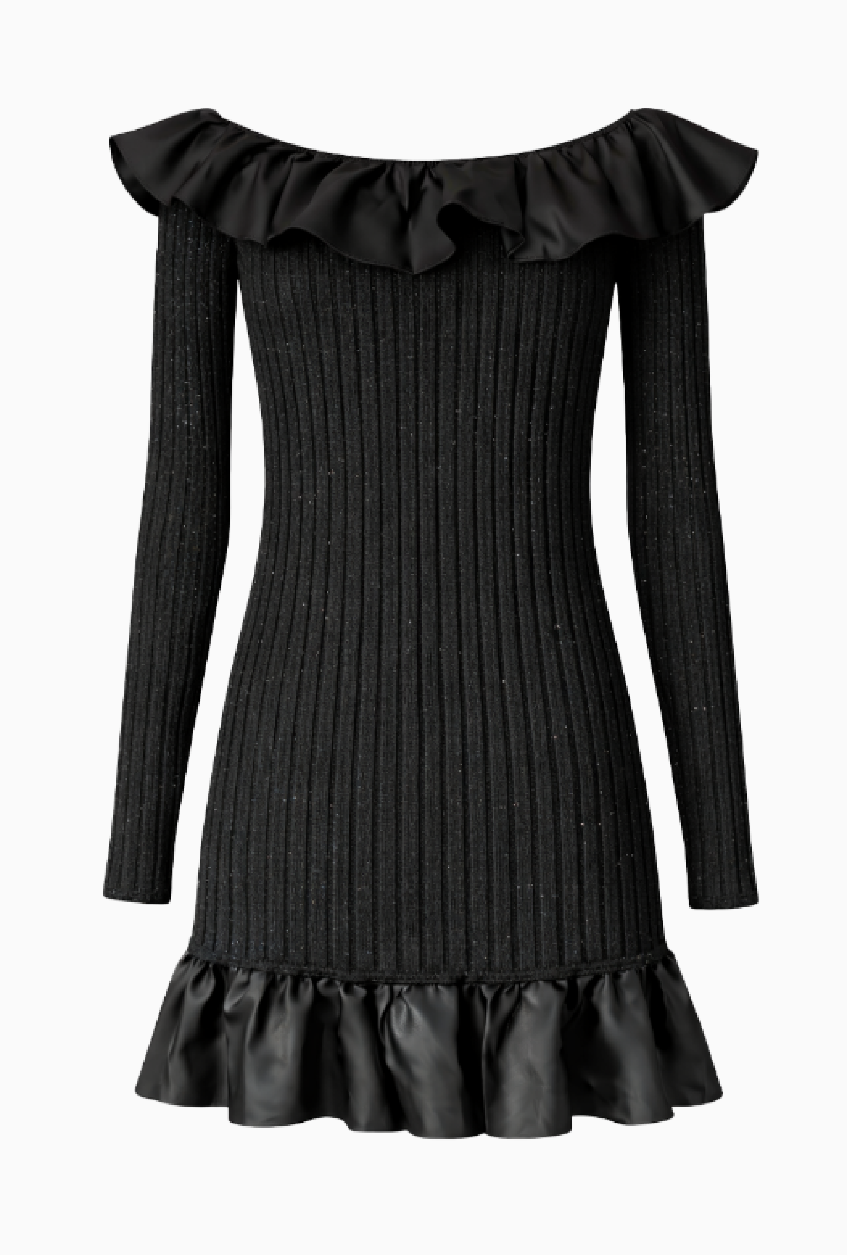 Robe Maille Bardot À Volants