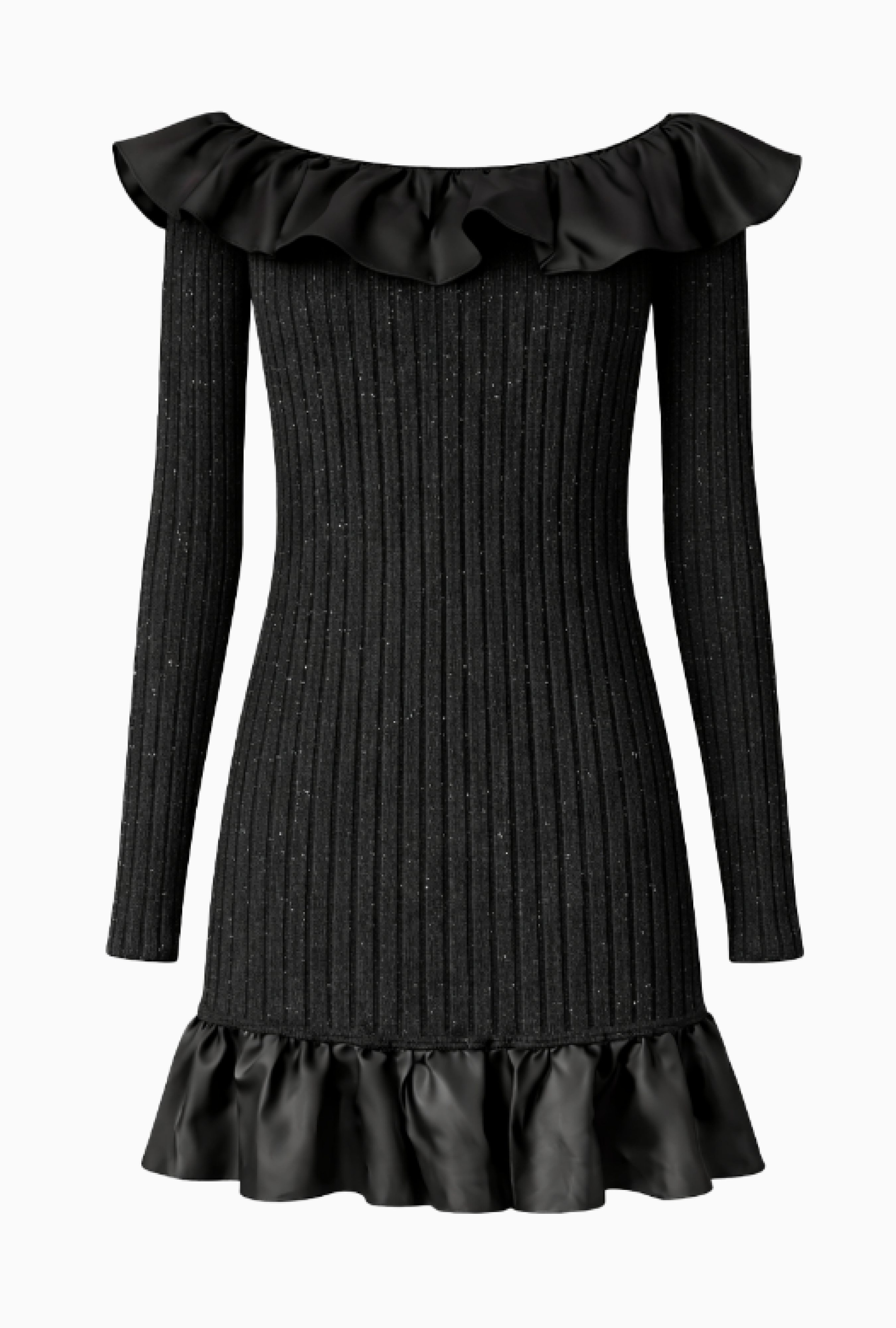 Robe Maille Bardot À Volants