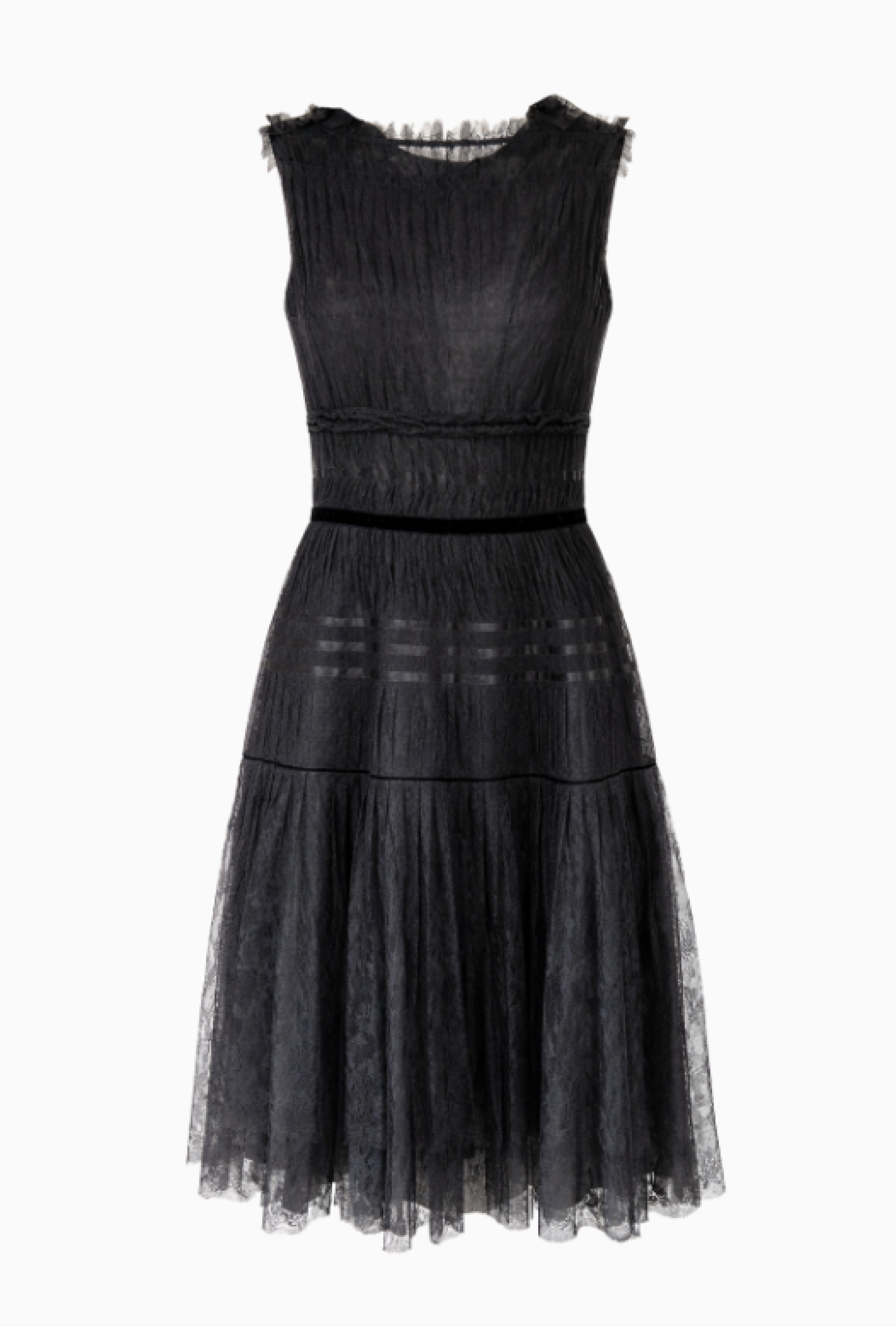 Robe Dentelle Noire Plissée FW2003