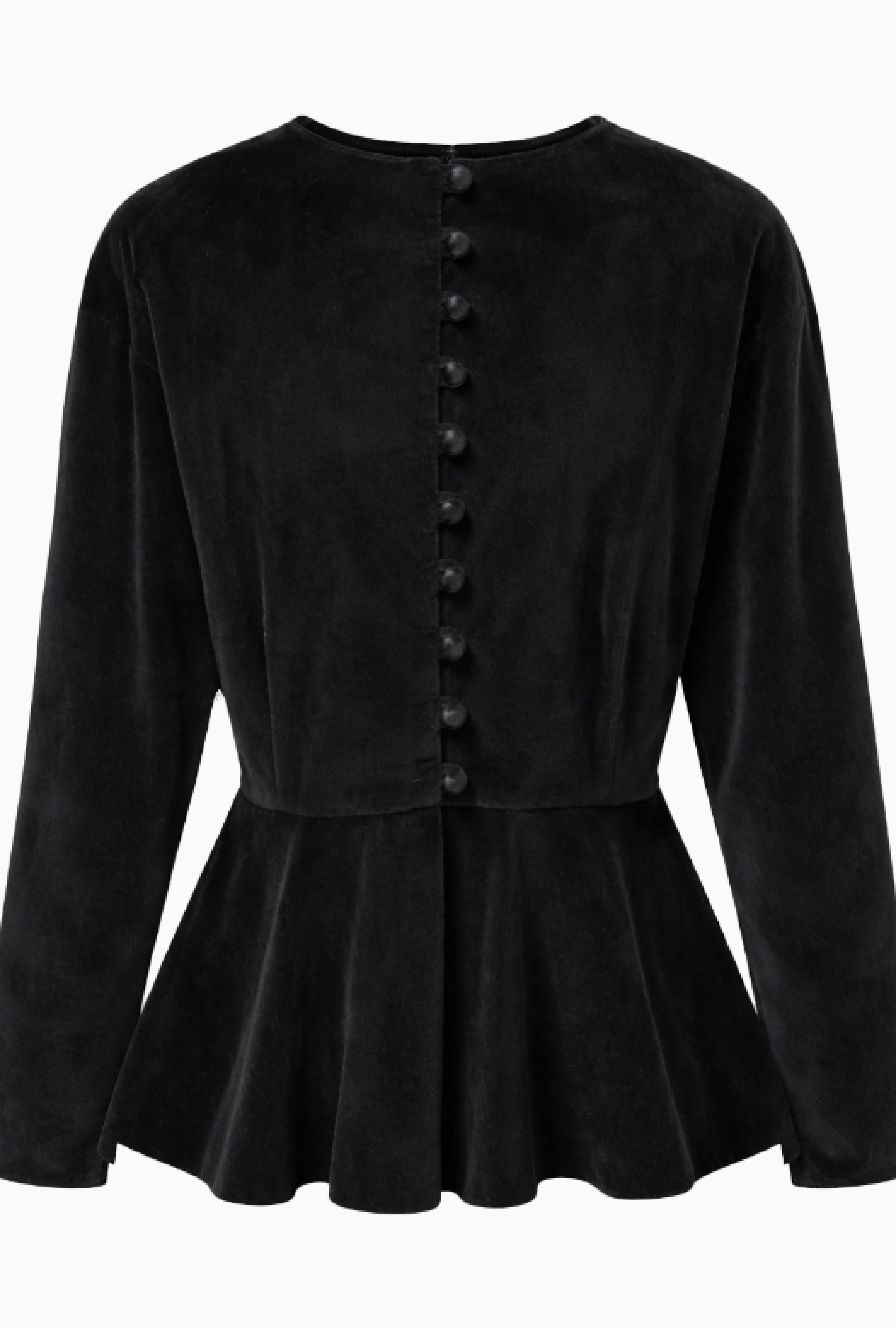 Veste Velours Noir Coupe Péplum