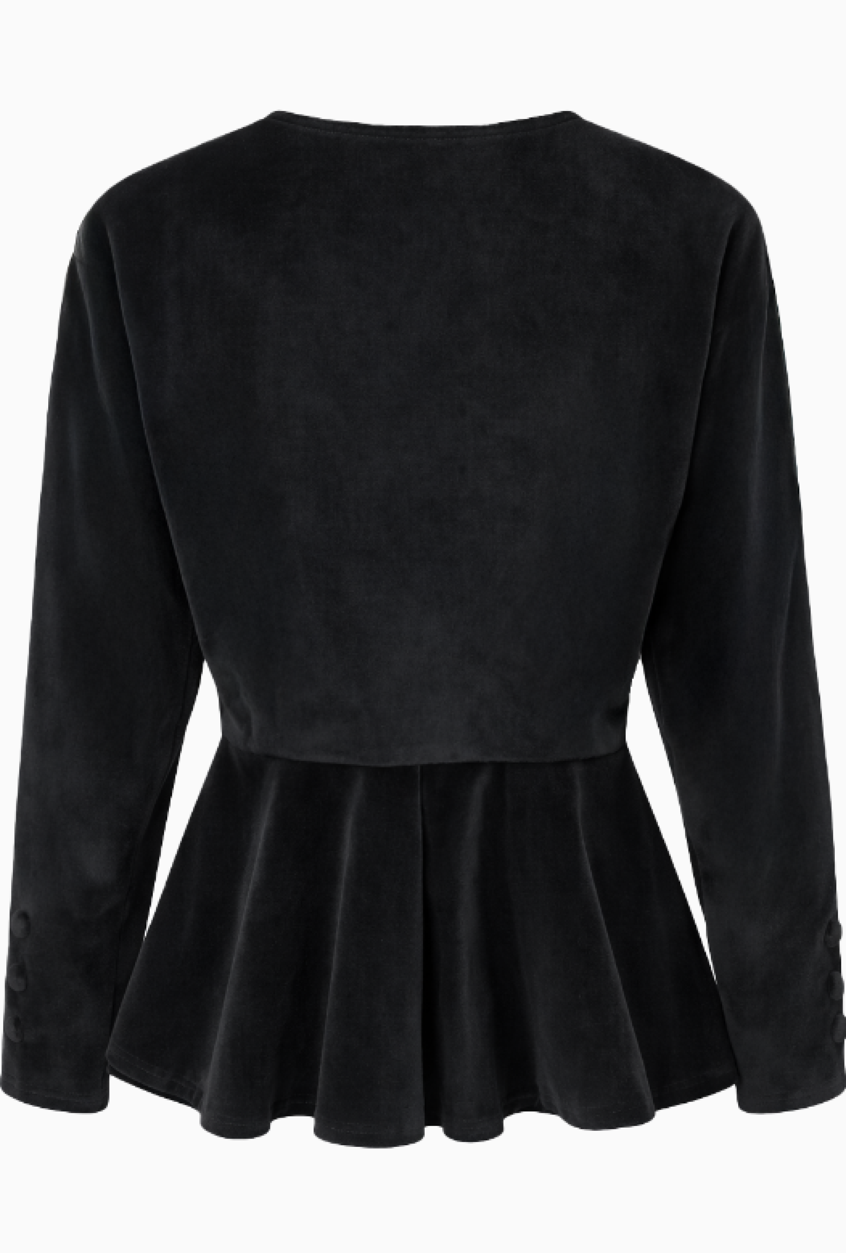 Veste Velours Noir Coupe Péplum