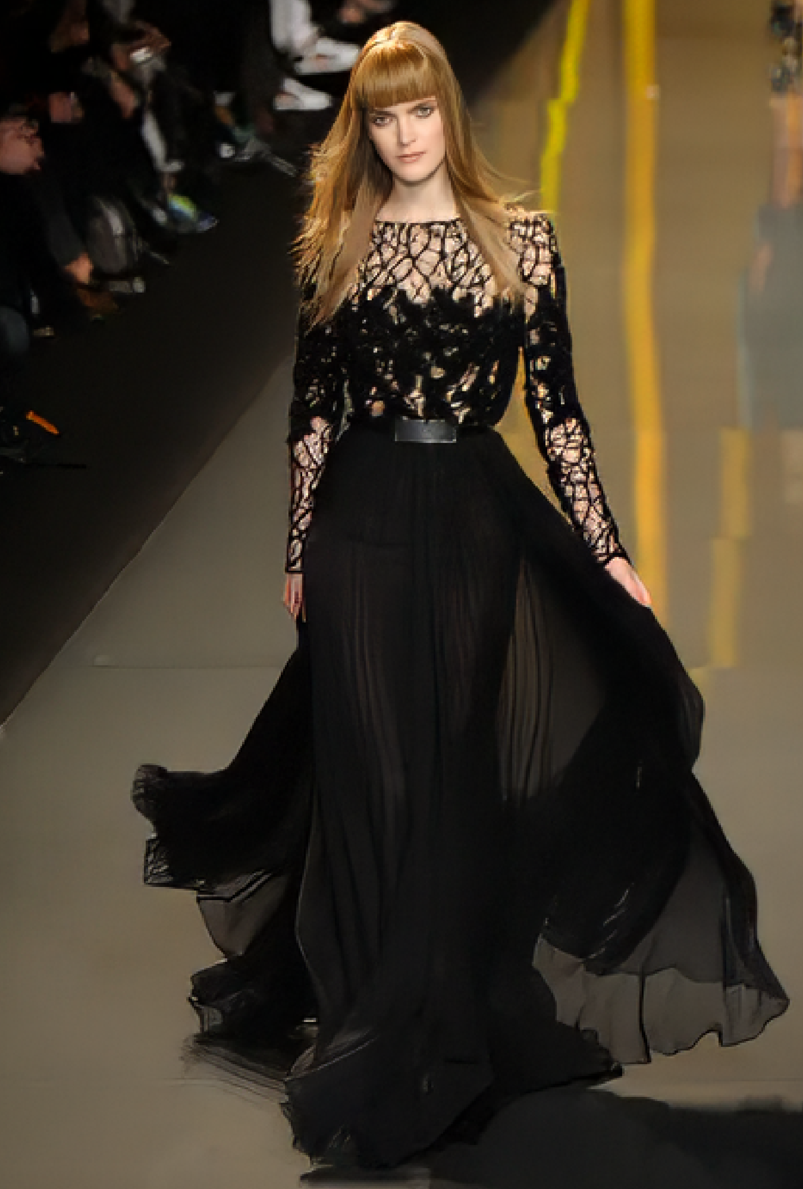 Robe Elie Saab Black Plumetis FW 2012