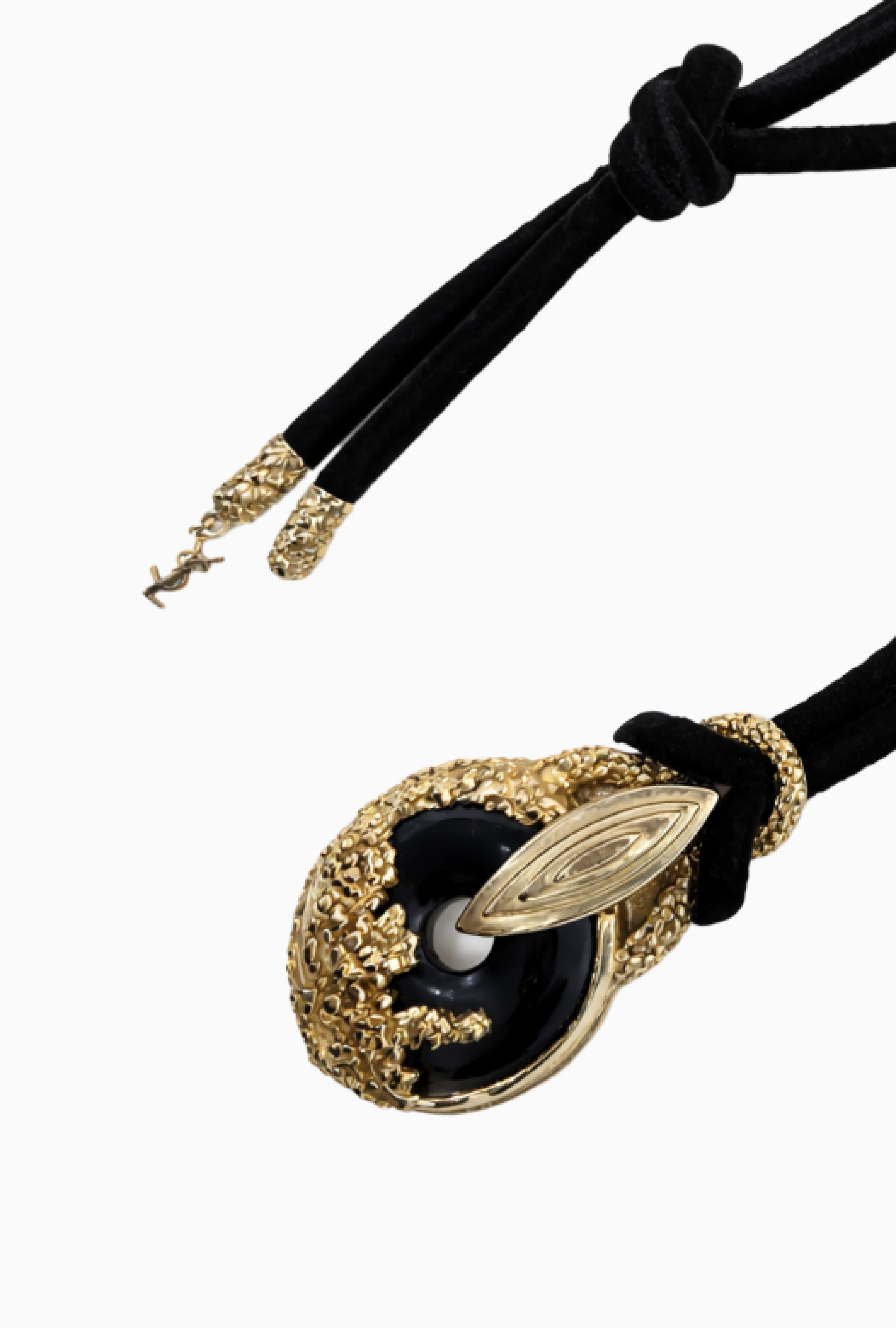 Collier Médaillon Noir Et Or 1980