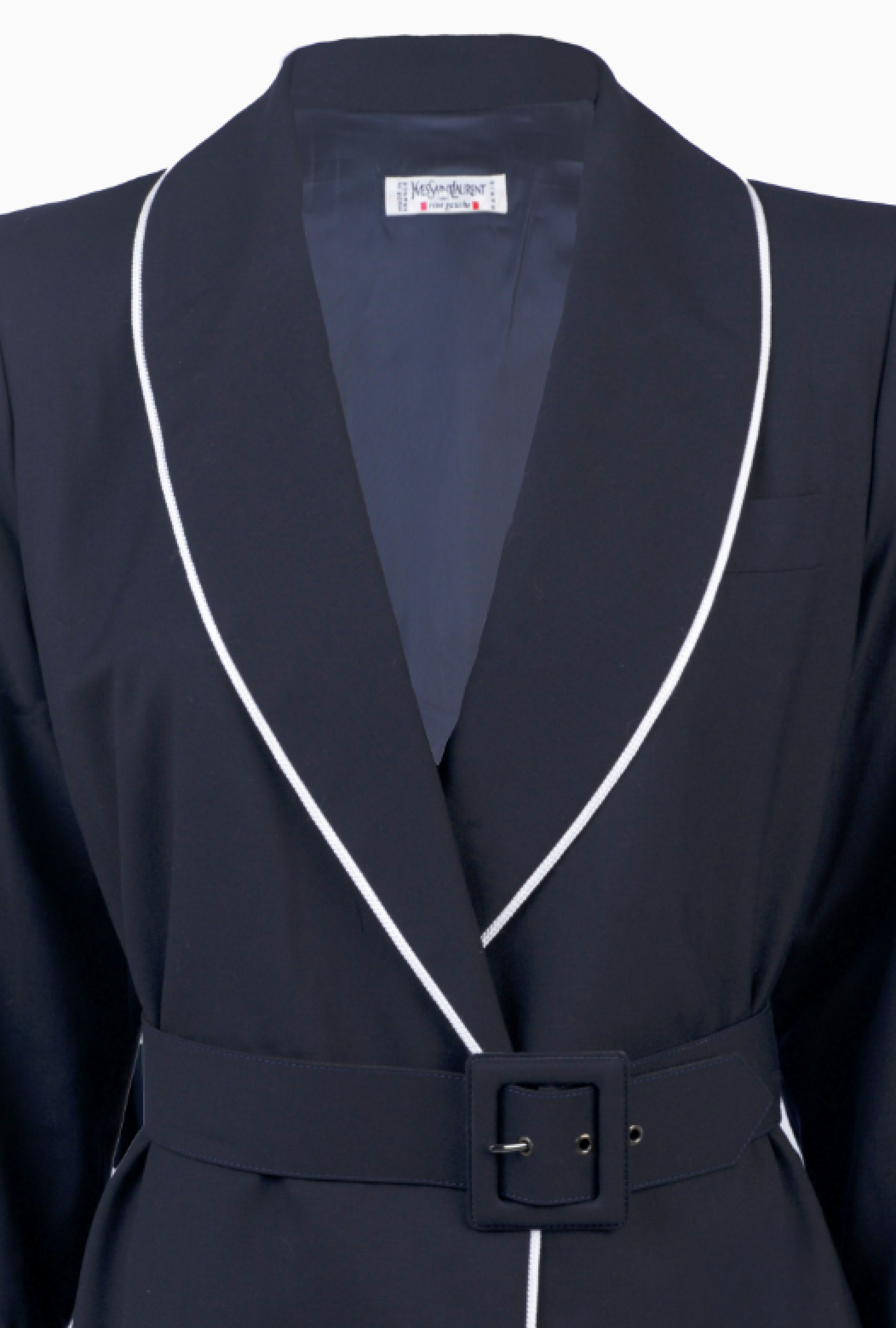 Manteau Ceinturé Noir Rive Gauche