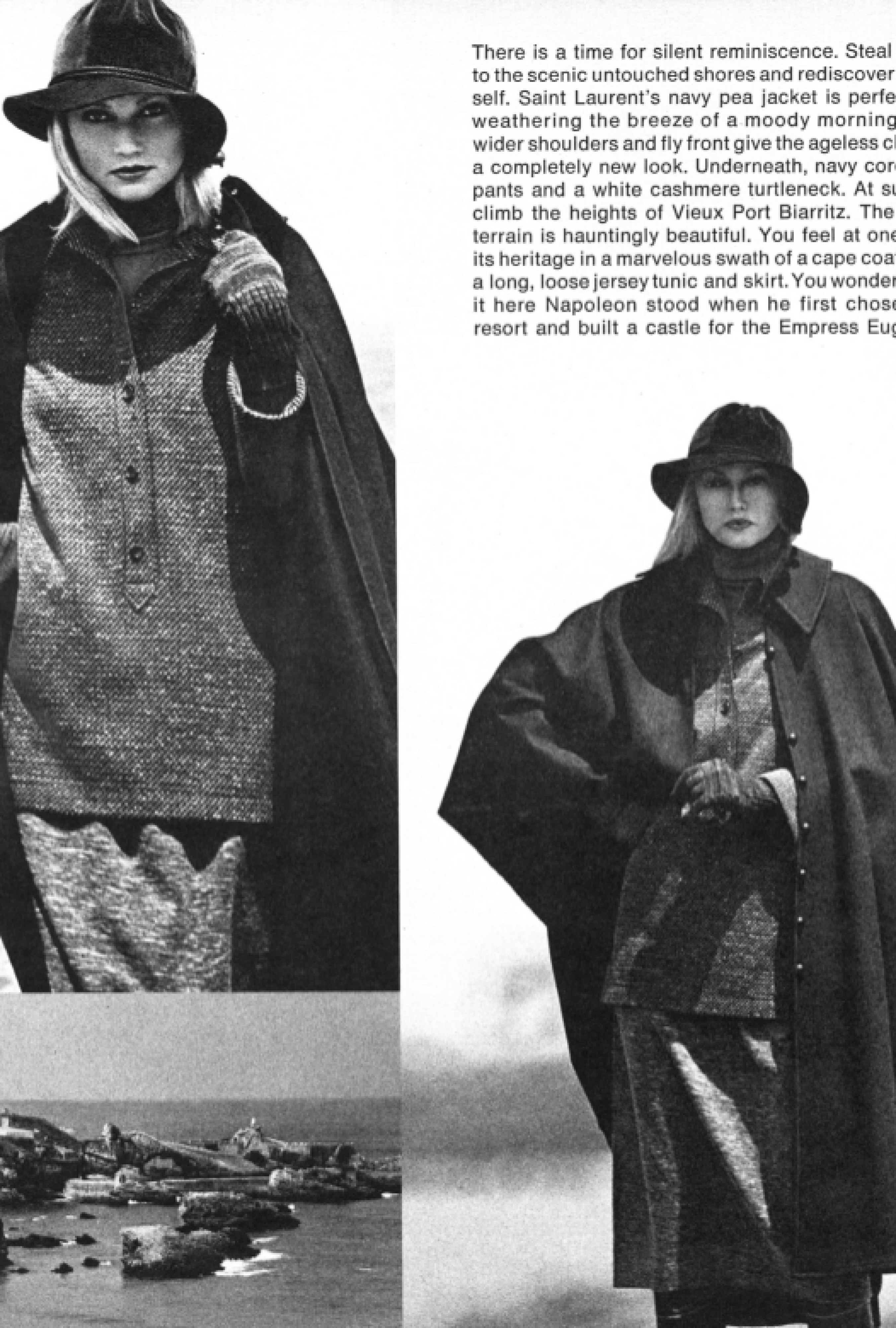 Manteau Cape Drapé Bleu Nuit Rive Gauche FW1975-76