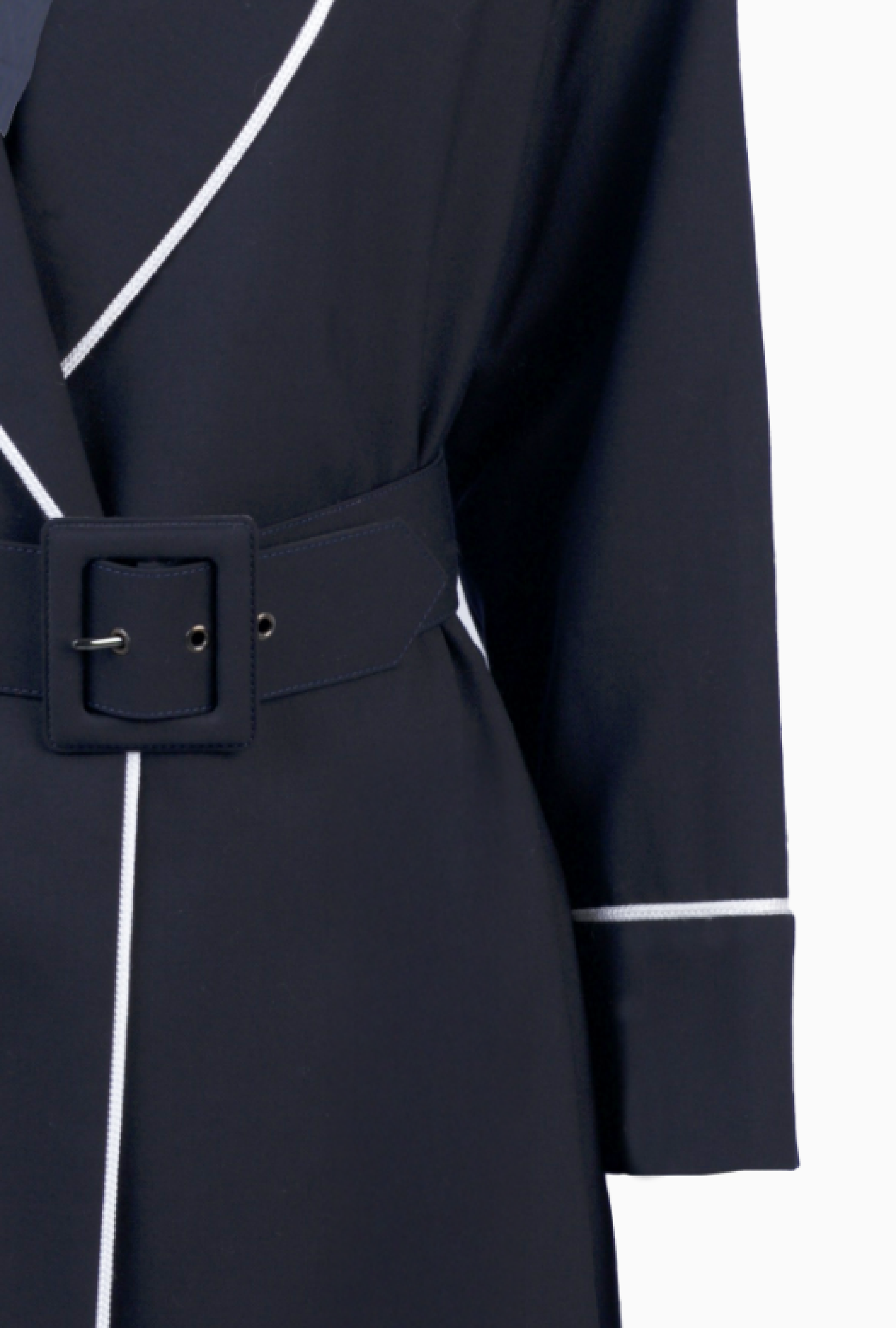 Manteau Ceinturé Noir Rive Gauche