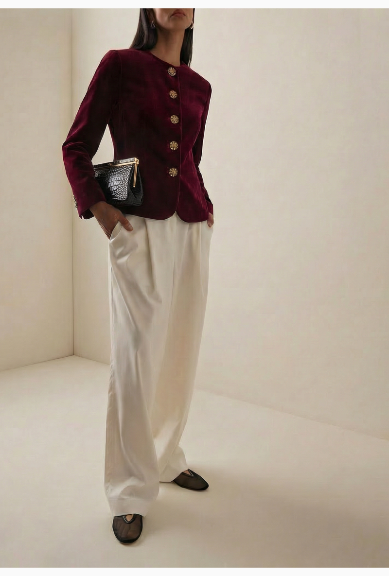 Veste Rouge Velours Bijou